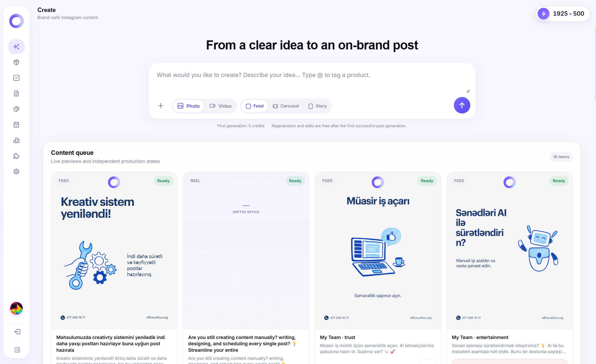 Softyu Office — from a clear idea to an on-brand post